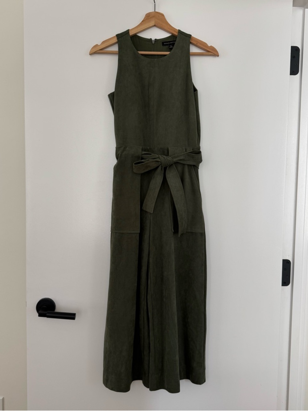 Banana Republic faux suede Olive Green Tie-Waist Jumpsuit